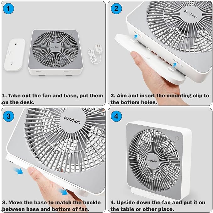 Small Box Fan, 10 inch Window Fan with 3 Speeds Strong Airflow, DC Adapter Square Table Fan for Bedroom Living Room Office