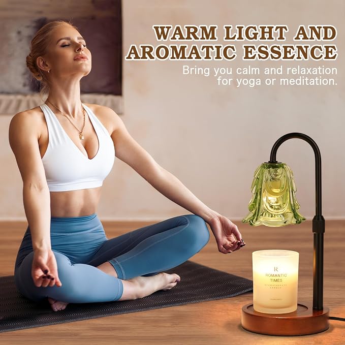 Small Candle Warmer Lamp with Timer, Adjustable Green Lamp Warmer for Jar Candles, Unique Women Gifts for Birthday, Dimmable