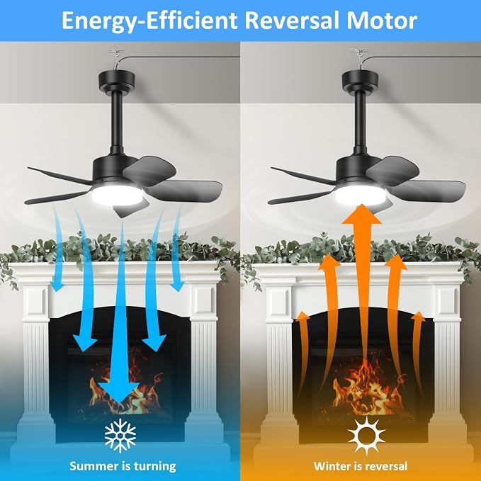 Small Ceiling Fan with Light & Remote, 20" 30W 2000 Lumens 3 Colors 3000K-6500K 6-Speed Outdoor Fans for Patios,Gazebos and
