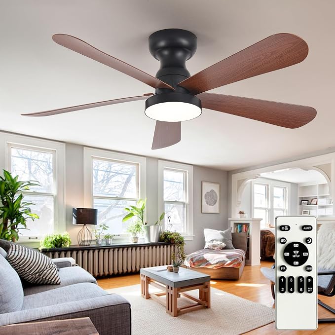Small Ceiling Fan with Lights: 42-Inch Flush Mount Fan with Light and Remote - Low Profile Ceiling Fans