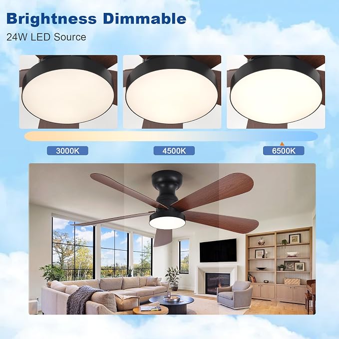Small Ceiling Fan with Lights: 42-Inch Flush Mount Fan with Light and Remote - Low Profile Ceiling Fans, alternate view 4
