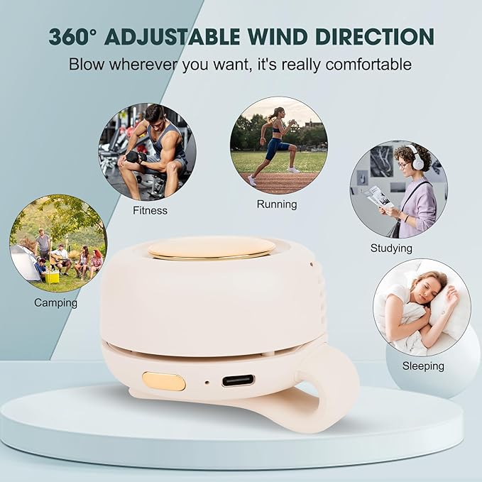Small Clip Fan, Personal Waist Fans,Portable Silent Mini Bladeless Fan Clip On for Shirt,Hands-Free Personal Clip Fans 3