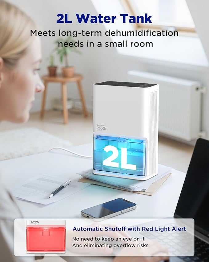 Small Dehumidifier for Bathroom, 68OZ 500Sq.Ft Quiet Dehumidifiers for Home with Auto Defrost, Auto Shut Off, alternate