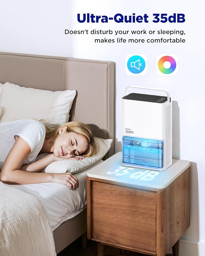 Small Dehumidifier for Bathroom, 68OZ 500Sq.Ft Quiet Dehumidifiers for Home with Auto Defrost, Auto Shut Off, alternate