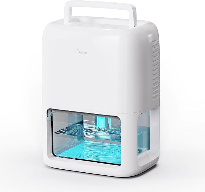 Small Dehumidifier For Bathroom with Auto Shut-Off, 70 OZ Dehumidifier For Closet, Basement, RV & Closet, Optional Ambient