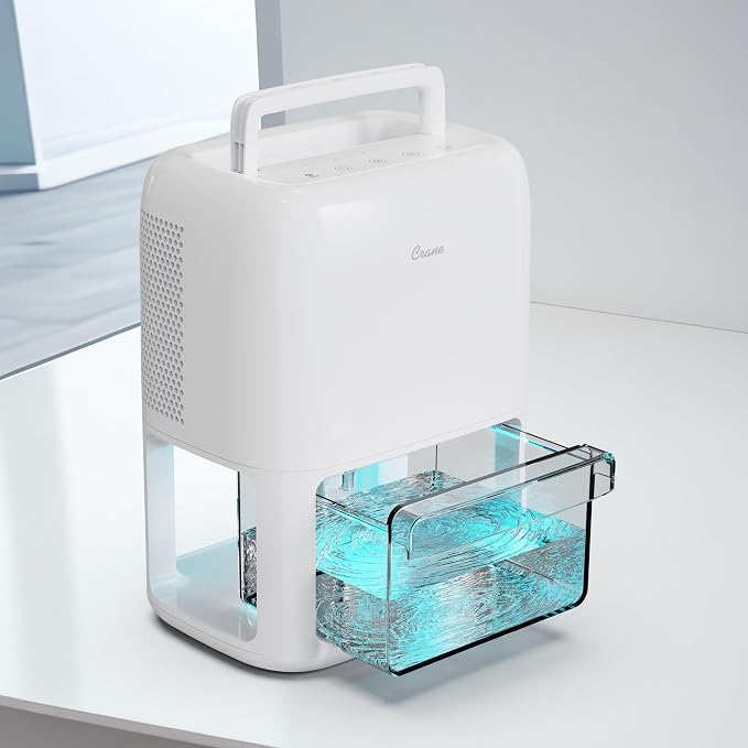 Small Dehumidifier For Bathroom with Auto Shut-Off, 70 OZ Dehumidifier For Closet, Basement, RV & Closet, Optional Ambient