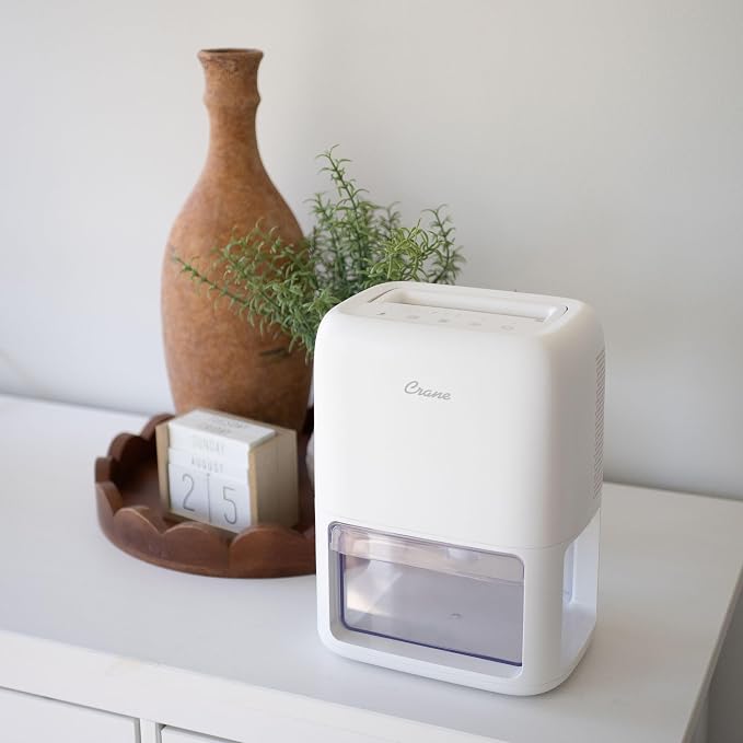 Small Dehumidifier For Bathroom with Auto Shut-Off, 70 OZ Dehumidifier For Closet, Basement, RV & Closet, Optional Ambient