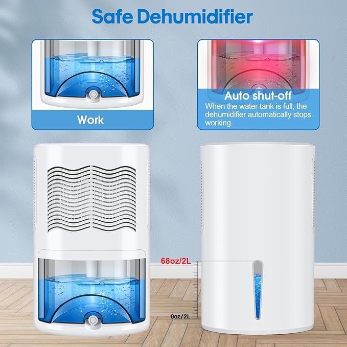 Small Dehumidifier for Bedroom up to 1000 Sq.Ft, 68 OZ Water Tank Dehumidifier for Home with Auto Shut-Off, alternate product
