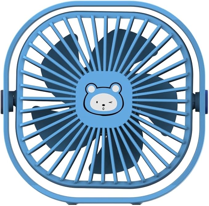 Small Desk Fan, 3 Speed Settings, USB Table Fans for Bedroon, Home/Office/Dorm, Quiet, Cute Mini Fan for Kids