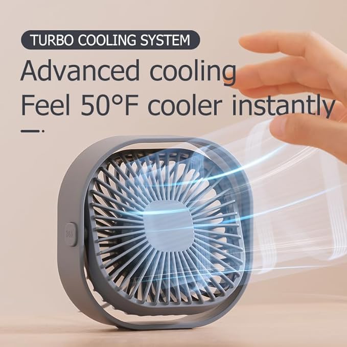 Small Desk Fan, 3 Speed Settings, USB Table Fans for Bedroon, Home/Office/Dorm, Quiet, Cute Mini Fan for Kids