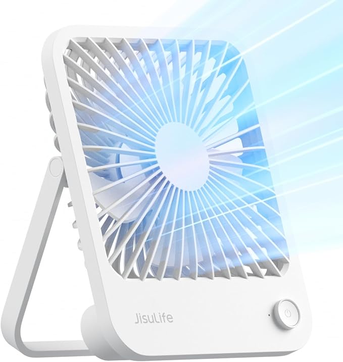 Small Desk Fan Battery Operated, 180° Foldable Portable Fan, 4 Speeds Adjustable Ultra Quiet for Home Office Travel