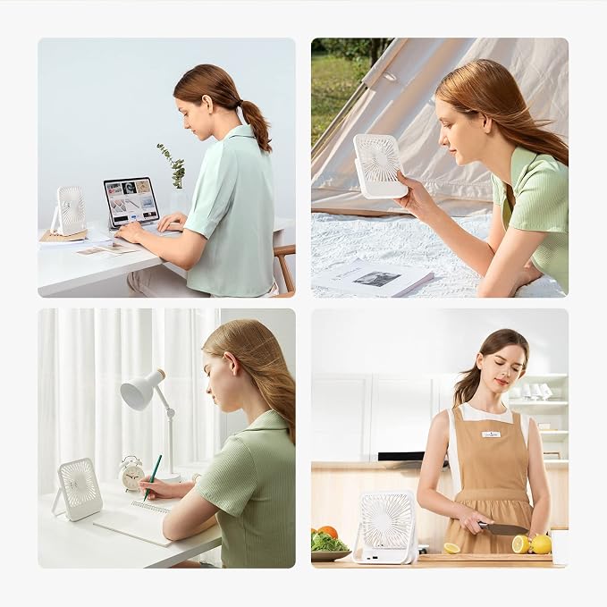 Small Desk Fan Battery Operated, 180° Foldable Portable Fan, 4 Speeds Adjustable Ultra Quiet for Home Office Travel