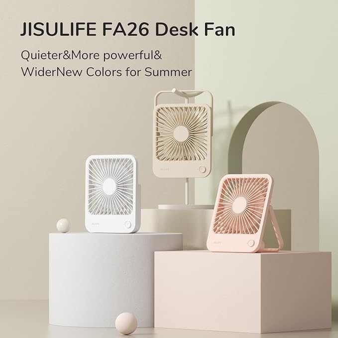 Small Desk Fan Battery Operated, 180° Foldable Portable Fan, 4 Speeds Adjustable Ultra Quiet for Home Office Travel