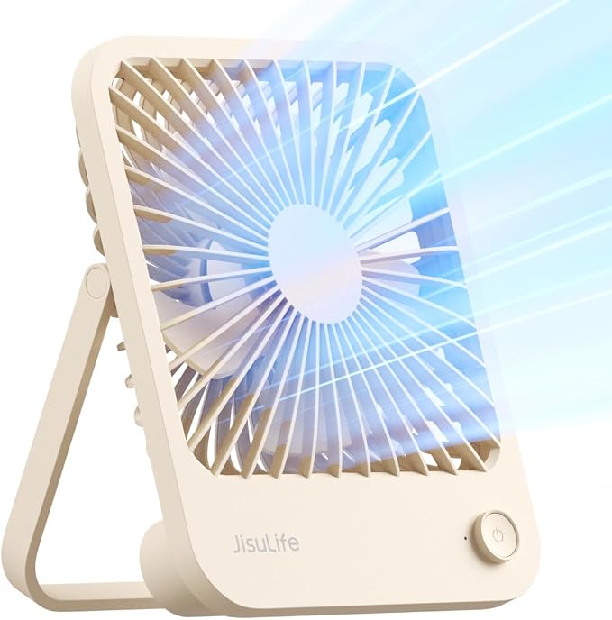 Small Desk Fan Battery Operated, 180° Foldable Portable Fan, 4 Speeds Adjustable Ultra Quiet for Home Office Travel