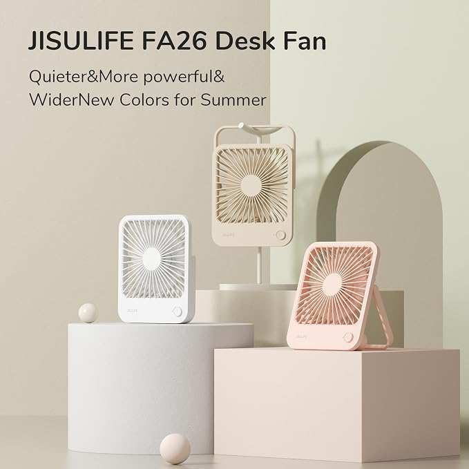 Small Desk Fan Battery Operated, 180° Foldable Portable Fan, 4 Speeds Adjustable Ultra Quiet for Home Office Travel