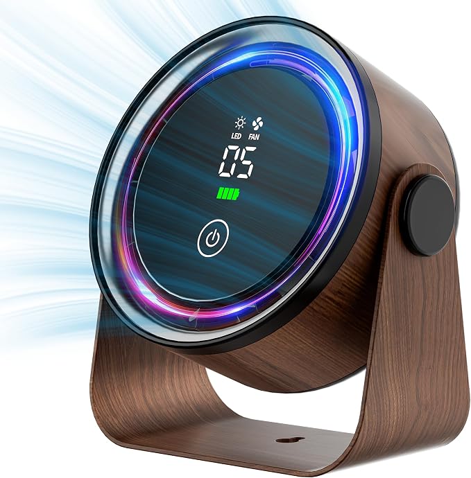 Small Desk Fan Battery Powered - Retro Low Noise Quiet Portable Gentle Blowing without Headaches Office Bedroom Sleep Table