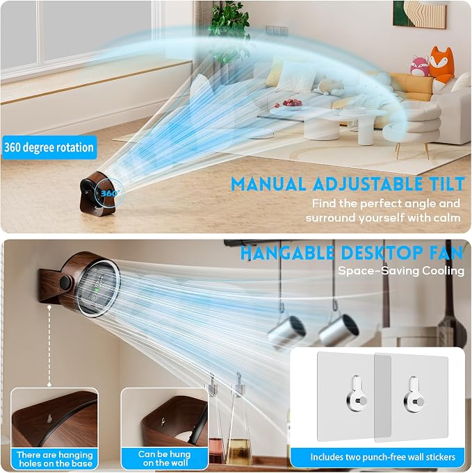 Small Desk Fan Battery Powered - Retro Low Noise Quiet Portable Gentle Blowing without Headaches Office Bedroom Sleep Table