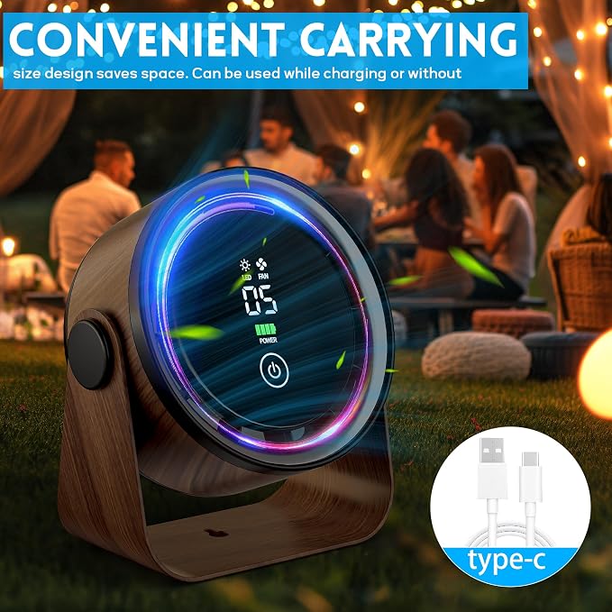 Small Desk Fan Battery Powered - Retro Low Noise Quiet Portable Gentle Blowing without Headaches Office Bedroom Sleep Table