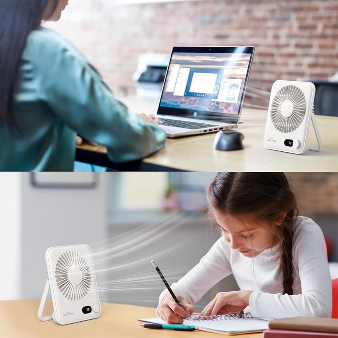 Small Desk Fan Personal Fans: 5000mah 25 Hours Battery Office Quiet Mini Desktop Fan Portable Rechargeable Travel Essentials