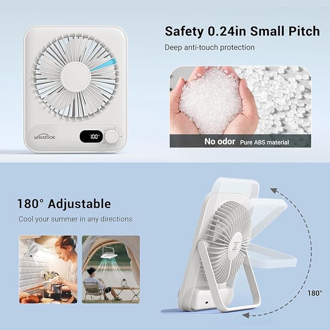 Small Desk Fan Personal Fans: 5000mah 25 Hours Battery Office Quiet Mini Desktop Fan Portable Rechargeable Travel Essentials