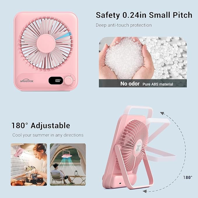 Small Desk Fan Personal Fans: 5000mah 25 Hours Battery Office Quiet Mini Desktop Fan Portable Rechargeable Travel Essentials