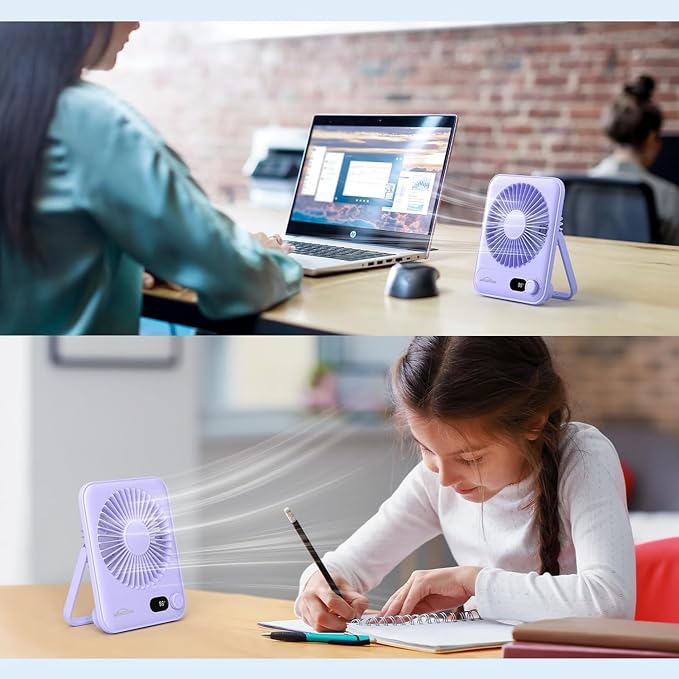 Small Desk Fan Personal Fans: 5000mah 25 Hours Battery Office Quiet Mini Desktop Fan Portable Rechargeable, alternate view 2