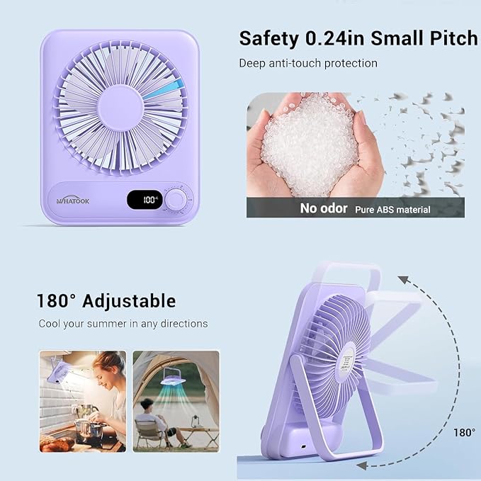 Small Desk Fan Personal Fans: 5000mah 25 Hours Battery Office Quiet Mini Desktop Fan Portable Rechargeable, alternate view 5