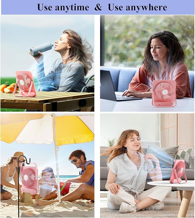 Small Desk Fan Personal Fans: 5000mah 25 Hours Battery Office Quiet Mini Desktop Fan Portable Rechargeable, alternate view 7