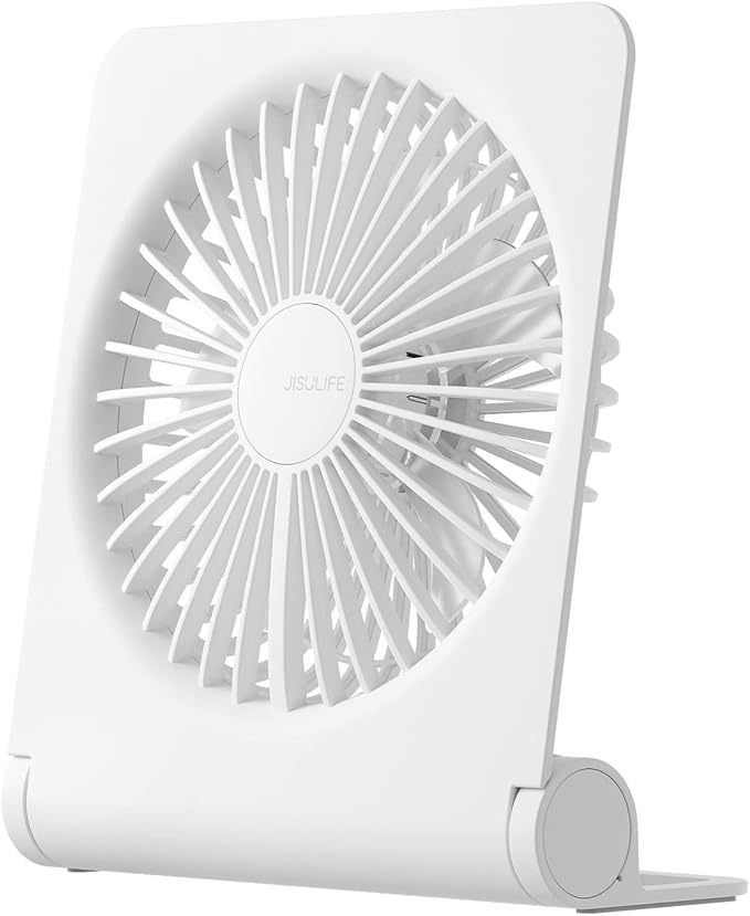 Small Desk Fan, Portable Travel with 4500mAh Battery, USB Rechargeable Folding Design for Flexibility, Strong Quiet Wind with