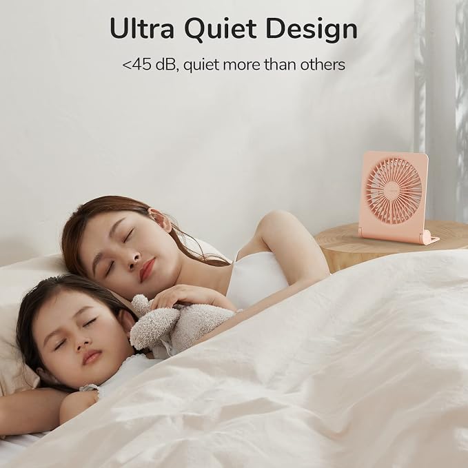 Small Desk Fan, Portable USB Rechargeable Fan, 160° Tilt Folding Personal Mini Fan with 4500mAh Battery, Strong Wind, Ultra