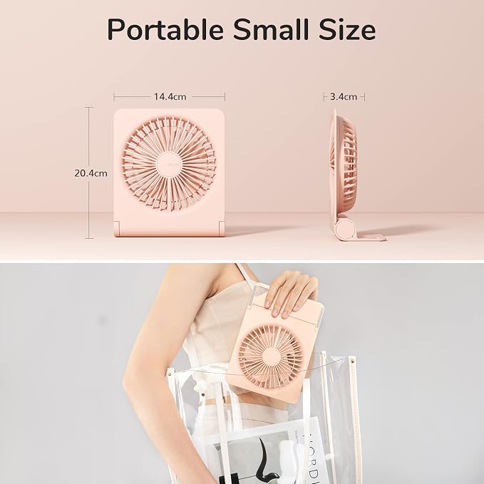 Small Desk Fan, Portable USB Rechargeable Fan, 160° Tilt Folding Personal Mini Fan with 4500mAh Battery, Strong Wind, Ultra