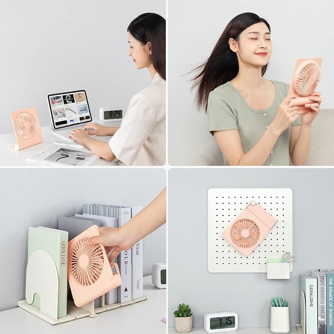 Small Desk Fan, Portable USB Rechargeable Fan, 160° Tilt Folding Personal Mini Fan with 4500mAh Battery, Strong Wind, Ultra