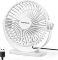 Small Desk Fan USB Powered Personal Fan 3 Speeds Strong Airflow Mini Fans 360°Rotation Portable 5.1 Inch Table Fans for Home