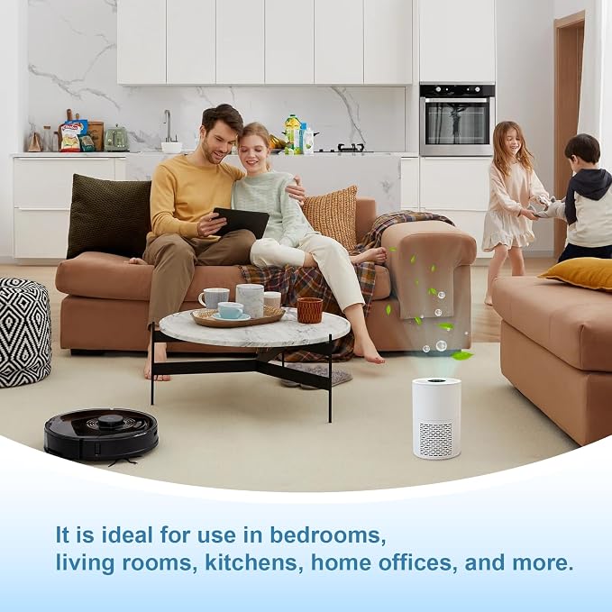 Small Desk Purifier 3-in-1 Filters Personal Air Purifier for Desk One-Button Operation for Dust Smoke Odors Quiet for Office