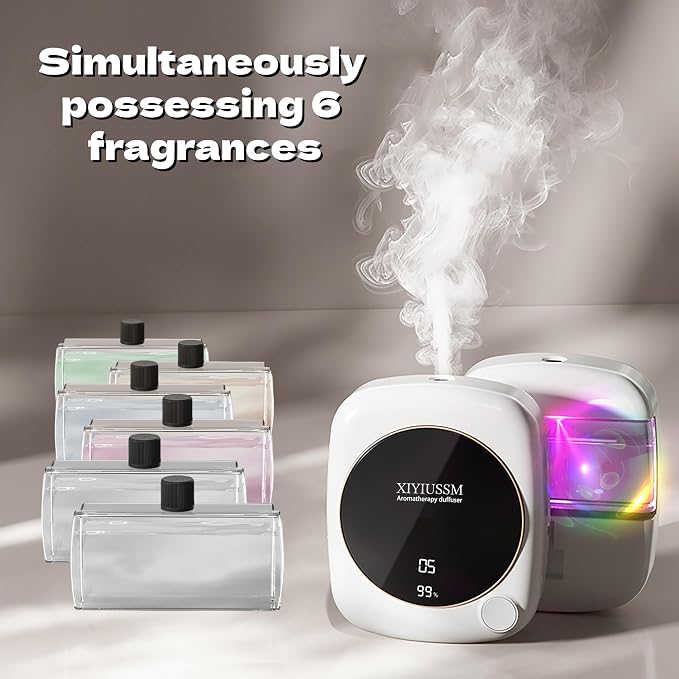 Small Essential Oil Diffuser for Home Office Travel Ultrasonic Aromatherapy Waterless Cordless Diffuser with 7 Mist Modes for