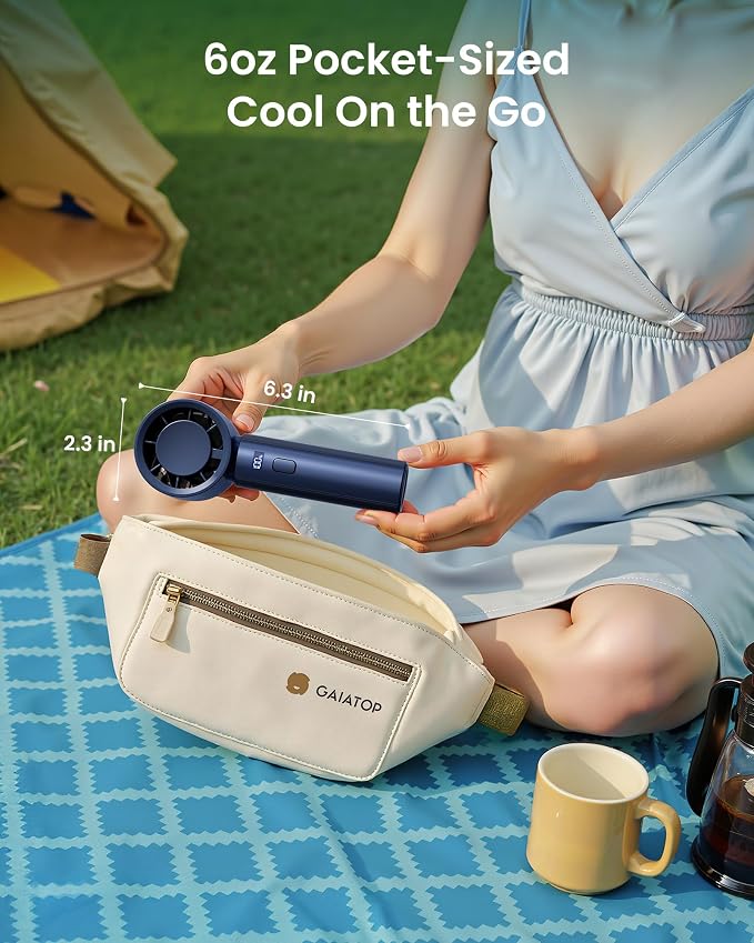Small Handheld Fan Portable, Powerful High Speed Turbo Cooling, 4000mAh USB Rechargeable Battery Operated Mini Personal Fan