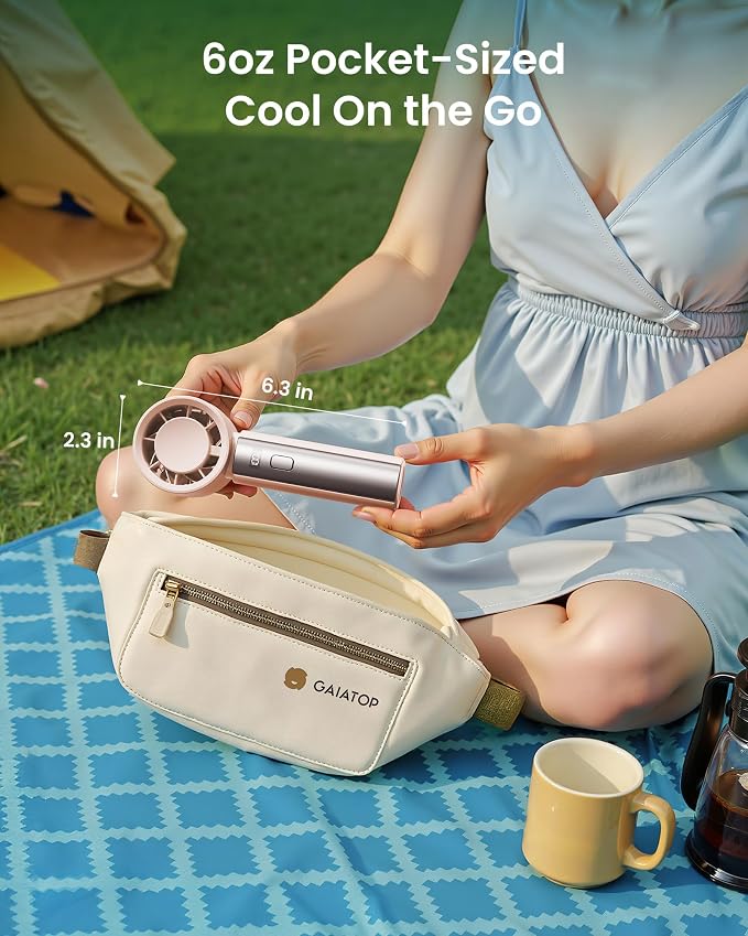 Small Handheld Personal Fan, Powerful High Speed Turbo Cooling, 4000mAh USB Rechargeable Battery Powered Mini Portable Fan