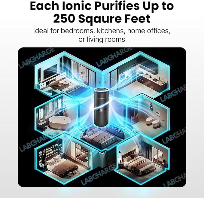 Small Ionic Air Purifier for Home & Bedroom – Silent HEPA Filter – Covers 250 Sq Ft - Free Cleaner for Pets, Hair, Smoke