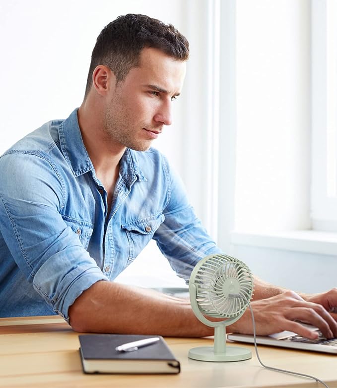 Small Personal USB Powered Fan with 4 Speeds, Portable Desk Fans with 310° Rotation, Mini Powerful Table Fans, Air Cooling