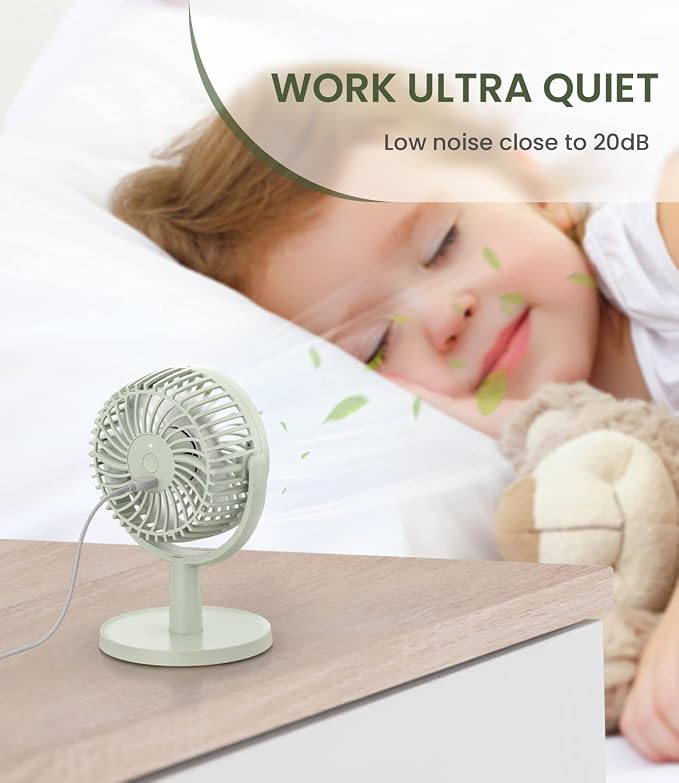 Small Personal USB Powered Fan with 4 Speeds, Portable Desk Fans with 310° Rotation, Mini Powerful Table Fans, Air Cooling