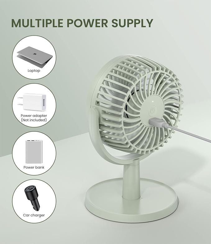 Small Personal USB Powered Fan with 4 Speeds, Portable Desk Fans with 310° Rotation, Mini Powerful Table Fans, Air Cooling