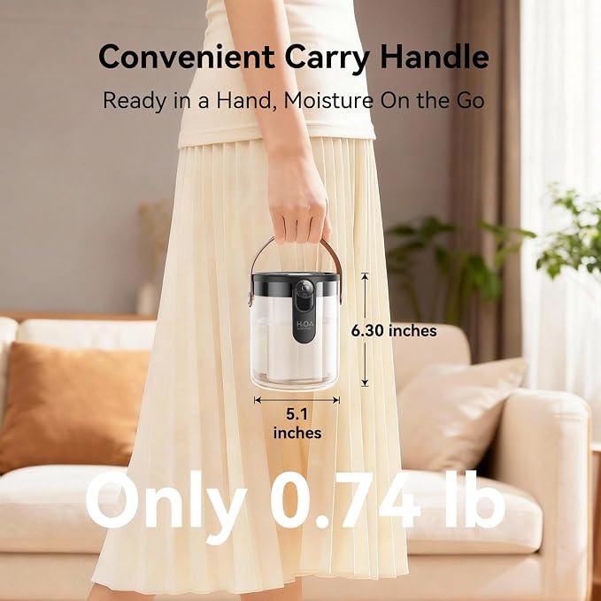 Small Portable Humidifiers for Bedroom, 1.4L Top Fill Cool Mist Humidifier for Home Office Travel, 3 Mist Modes, Auto Shut