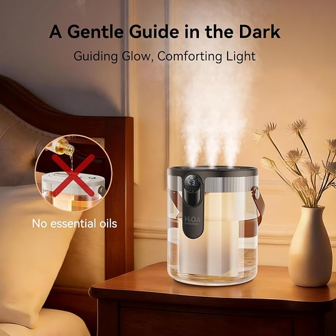 Small Portable Humidifiers for Bedroom, 1.4L Top Fill Cool Mist Humidifier for Home Office Travel, 3 Mist Modes, Auto Shut