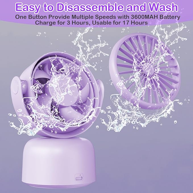 Small Quiet Desktop Fan, 3 Speeds Oscillating Fan with Auto 90° Rotate & Manual 120° Tilt Head, 0.72 Lb USB-C Corded Powered