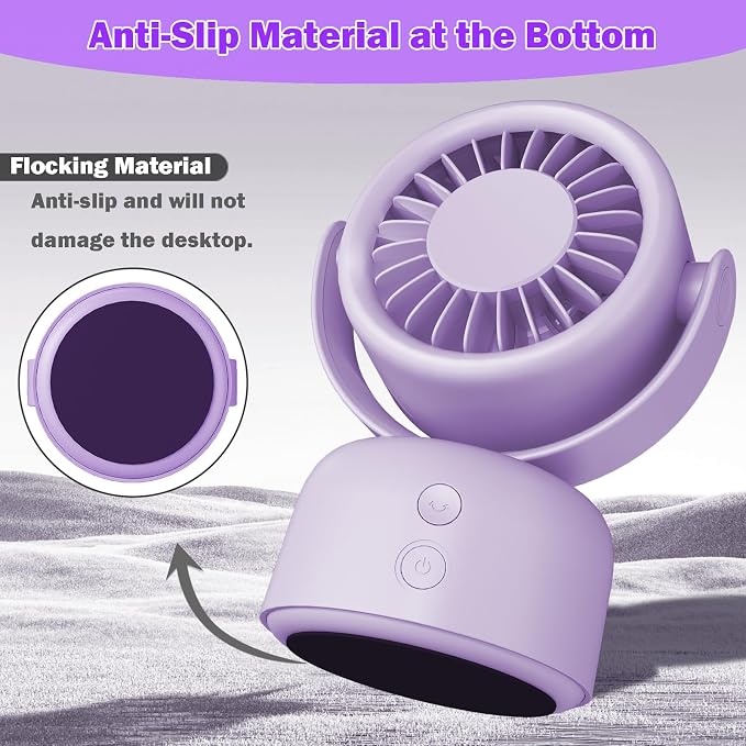 Small Quiet Desktop Fan, 3 Speeds Oscillating Fan with Auto 90° Rotate & Manual 120° Tilt Head, 0.72 Lb USB-C Corded Powered