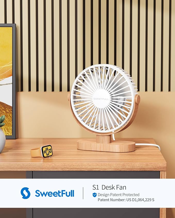 Small USB Desk Fan 6.5 Inch, 3 Speeds Portable Personal Desktop Table Fan, Dual 360° Adjustment Mini Fan, Quiet Operation