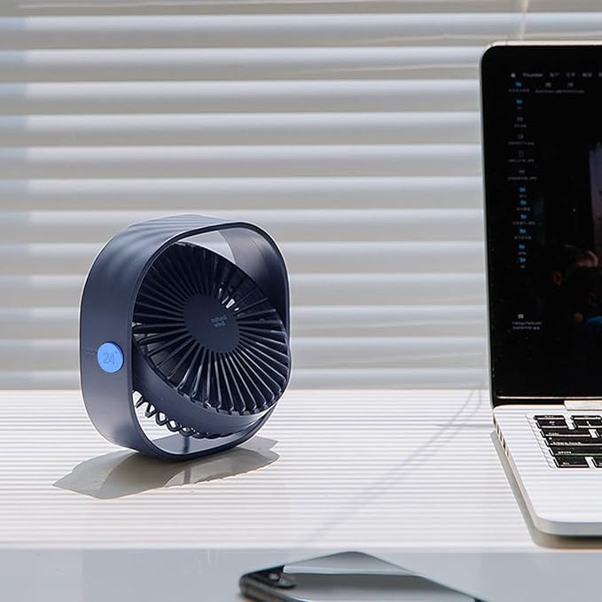 Small USB Fan Small Quiet Portable USB Powered ONLY (No Battery), Cooling 3 Speed Setting 360° Adjustable Swivel Desktop