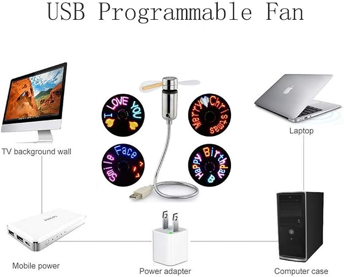 Small USB Fan with Real Time Clock and Temperature Display, Personal Portable USB LED Clock Fan, USB Funny Toy Gadgets Gifts
