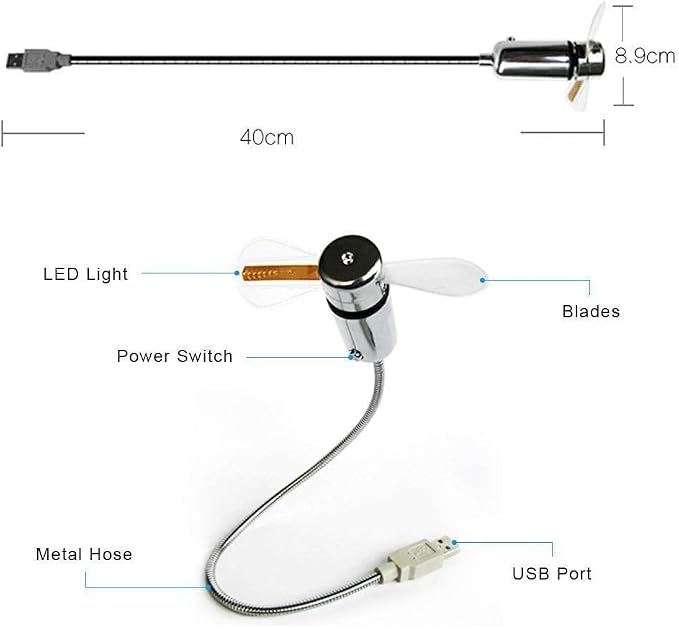 Small USB Fan with Real Time Clock and Temperature Display, Personal Portable USB LED Clock Fan, USB Funny Toy Gadgets Gifts