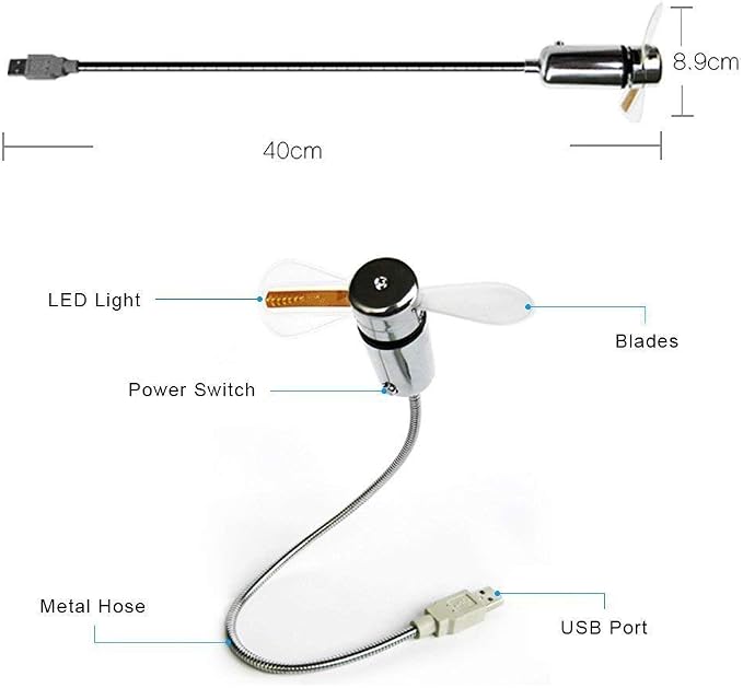 Small USB Fan with Real Time Clock and Temperature Display, Personal Portable USB LED Clock Fan, USB Funny Toy Gadgets Gifts